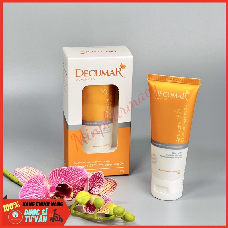 Gel Rửa mặt Giảm nhờn Ngừa mụn DECUMAR ADVANCED Chiết xuất nano Nghệ và lá sim chanh- Minpharmacy