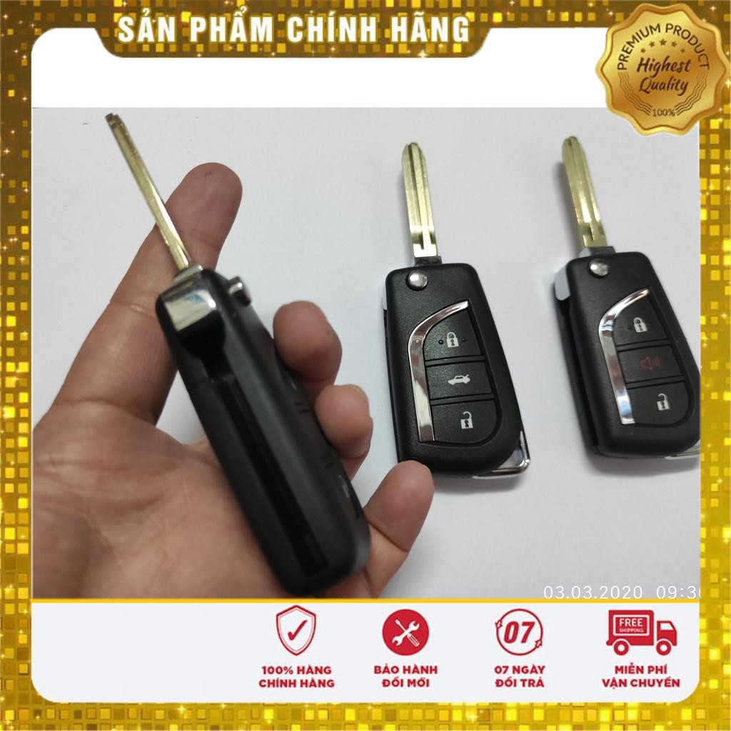 HCM_Chìa khóa gập theo xe Toyota Vios,Yaris 2010-2013,2014-2018,2019-2020_tặng kèm pin(bảo hành 12 tháng)