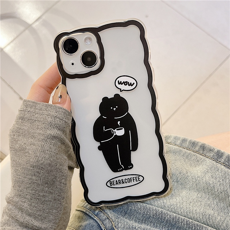 Ốp Điện Thoại Tpu Silicon Hình Gấu Uống Cà Phê Cho Iphone 13Pro 12 xs 11 xr-14