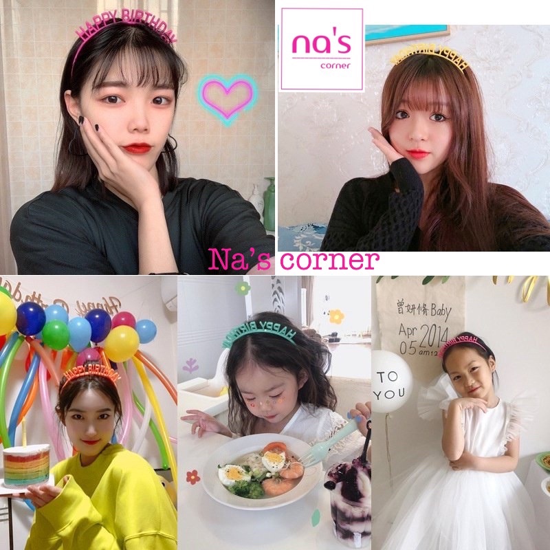 Băng đô cài tóc bờm nhựa Happy Birthday chúc mừng sinh nhật xinh xắn dễ thương