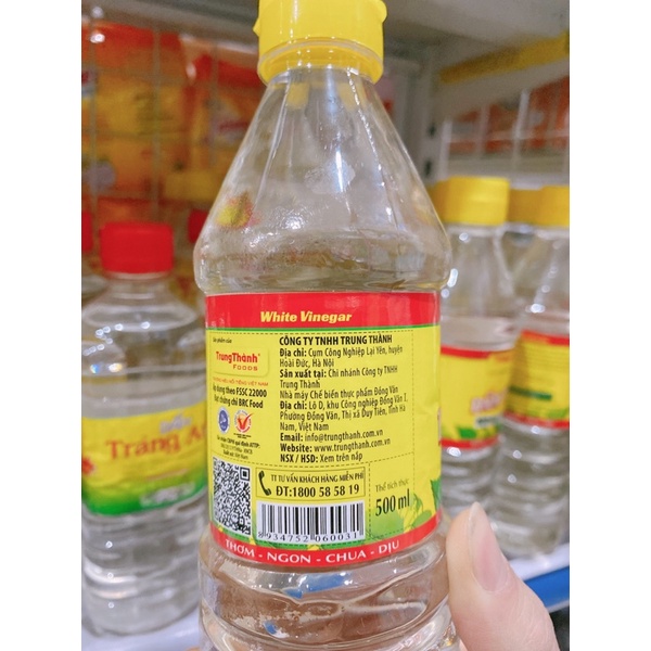 DẤM TRẮNG TRUNG THÀNH FOODS 500ml Thơm, Ngon , Chua, Dịu