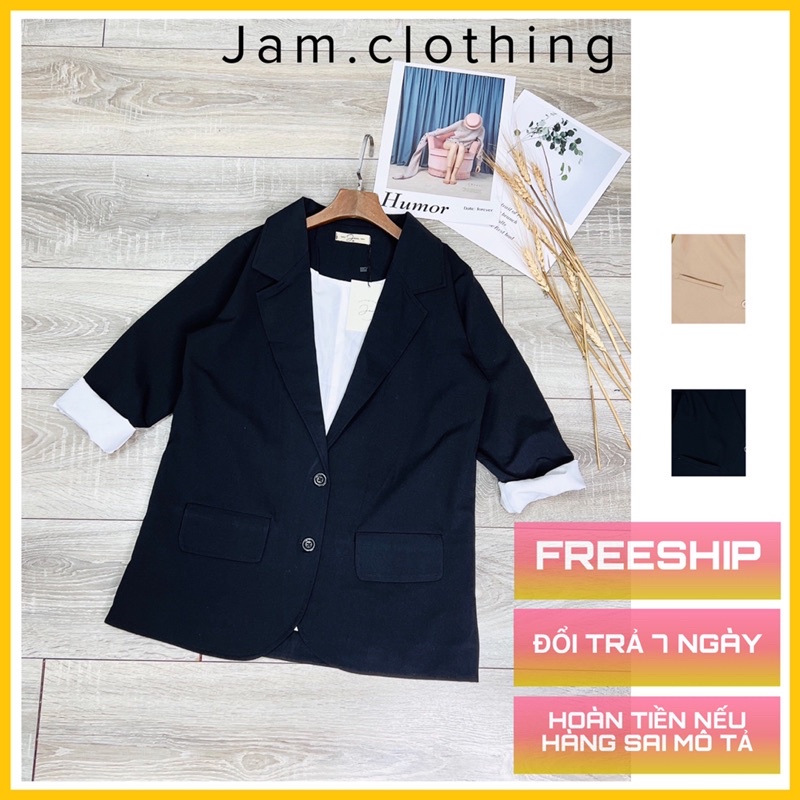 Áo Blazer Nữ 2 Lớp Hàn Quốc Tay Dài JAM-Áo Khoác Nữ Vest Màu Nâu Đen Vintage Cao Cấp