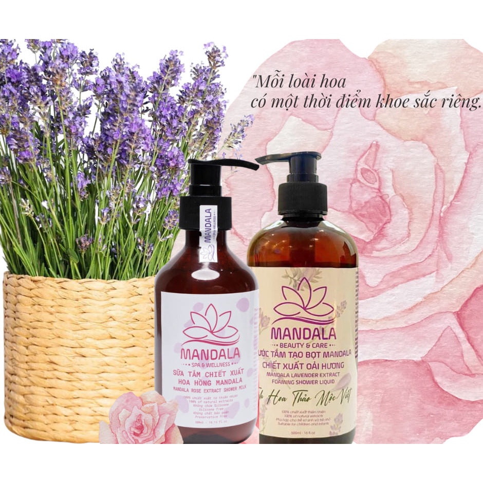 Sữa Tắm Thảo Dược Chiết Xuất Hoa Oải Hương Hoa Hồng  Mandala Cung Cấp Độ Ẩm Giúp Giảm Thâm Mụn