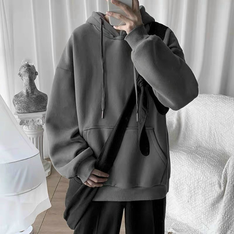 Áo hoodie trơn unisex nam nữ form rộng hai màu trắng đen chất nỉ bông | Tỉnh Lộ 10 | BigBuy360 - bigbuy360.vn