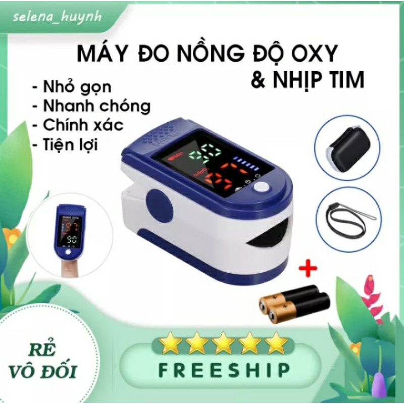 Máy đo nồng độ oxy trong máu và nhịp tim spO2 tặng pin