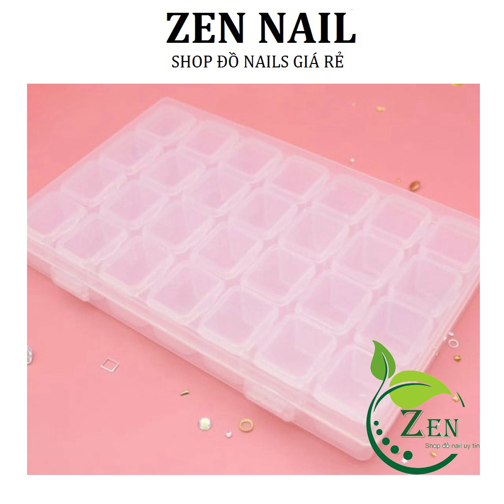 Hộp nhựa đựng đá, charm, phụ kiện nail 28 ô