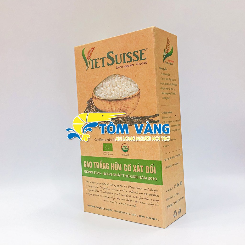 Gạo trắng xát dối hữu cơ Vietsuisse 1kg - Tôm Vàng