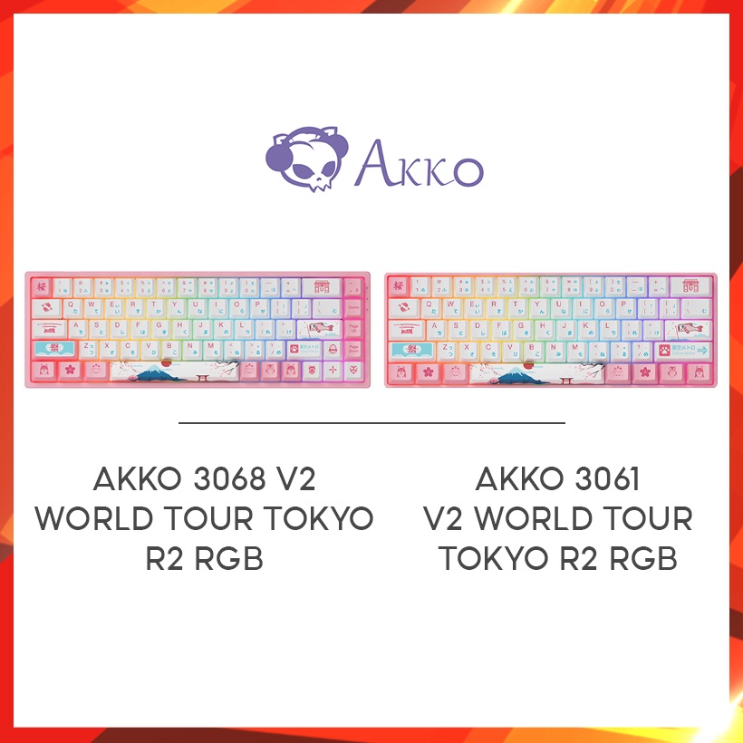 Bàn phím cơ AKKO 3068B / 3061 v2 World Tour Tokyo R2 RGB (Gateron switch / Foam tiêu âm / Pre-Lubed)