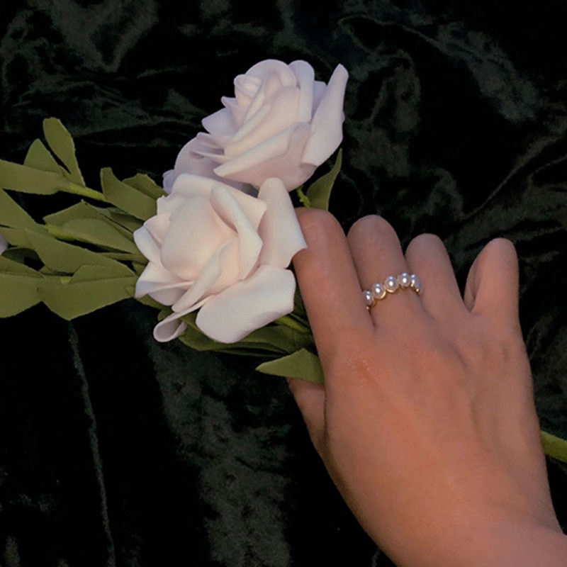Nhẫn Đính Ngọc Trai Phong Cách Retro Hàn Quốc