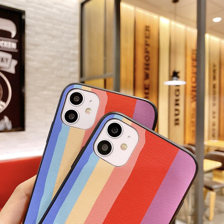 BR Fashion Gradient Rainbow Vỏ điện thoại iPhone 12 11 Pro SE XR XS X XS Max 7 8 Plus Điện thoại silicon nắp sau Vỏ mềm điện thoại