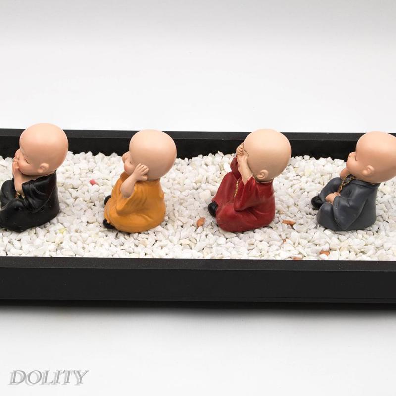 Set 4 tượng chú tiểu mini dễ thương dùng để trang trí vườn