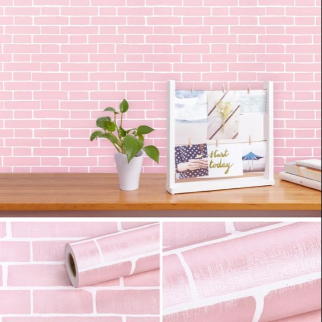 Decal Giấy dán tường gạch hồng khổ rộng 45cm