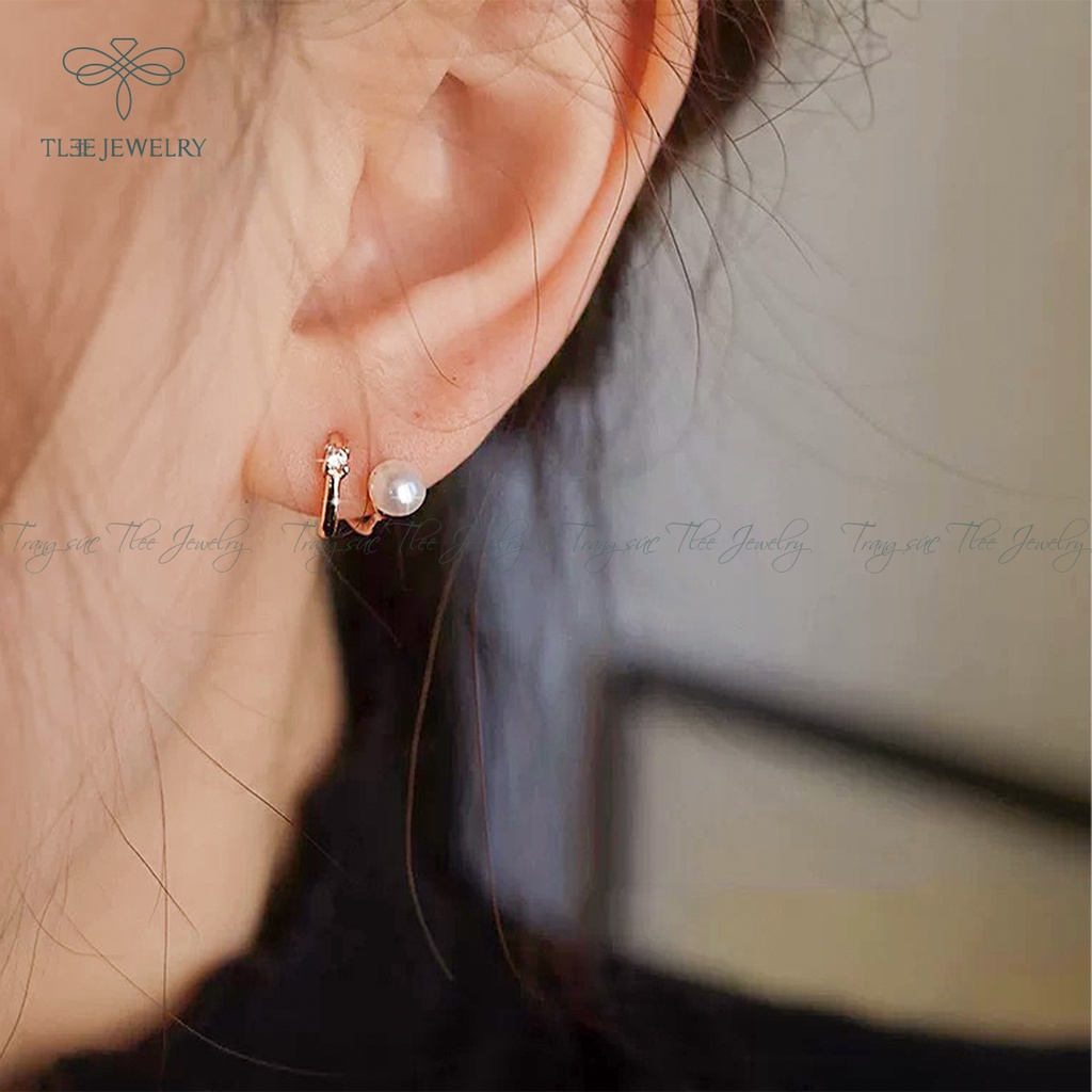 Khuyên tai bạc nữ TLEE Noemy đính trai nữ tính NCJ B0179