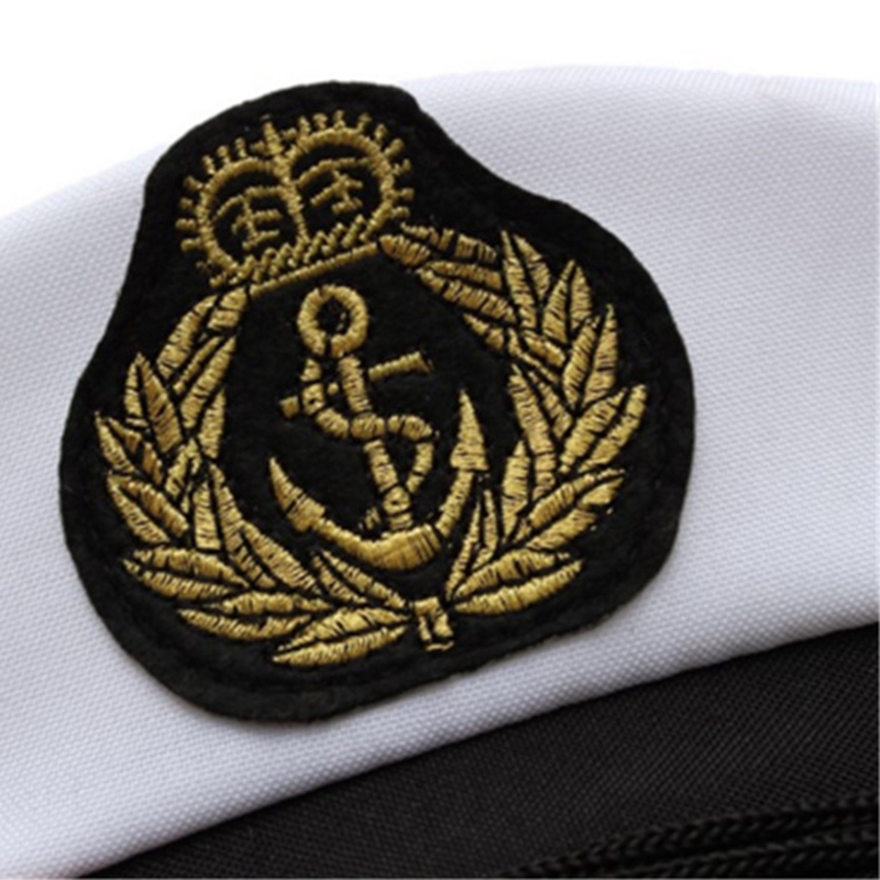 Sailor Yacht Captain Navy Cap Nautical Hat White V9R7