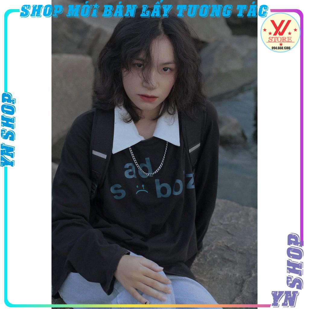 Áo thun tay dài sadboiz SIGNATURE chất cotton,Áo sadboiz  signature long sleeve (LOGO THÊU ) form rộng unisex