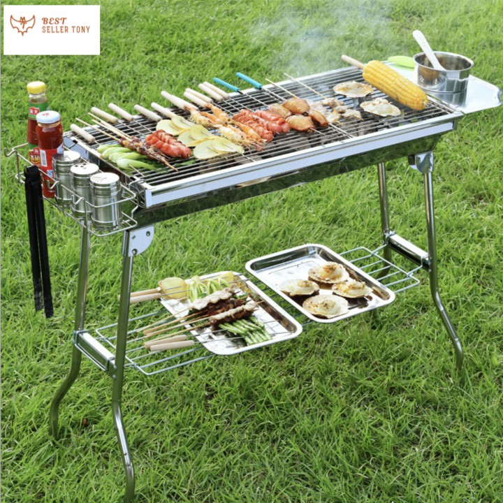 Lò nướng than INOX BBQ STARK dã ngoại cao cấp Full Set