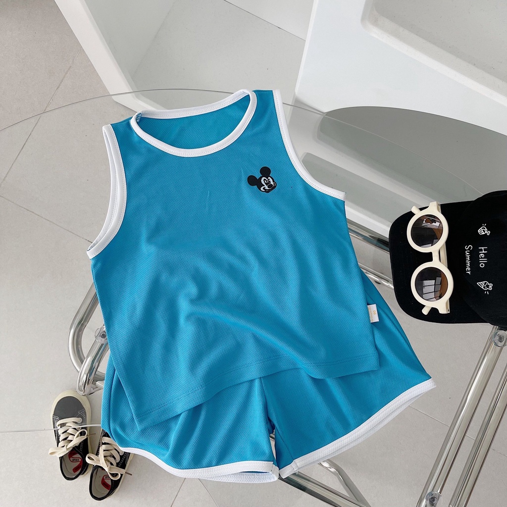 Bộ ba lỗ thể thao bé trai, set bộ ba lỗ nam khoẻ khoắn vải thông hơi