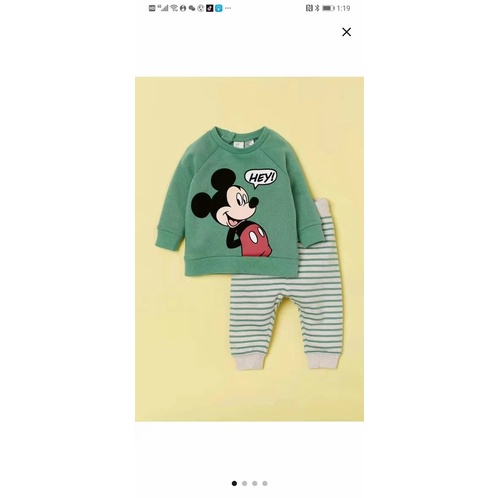Bộ đồ nỉ bông HM mickey xanh bé trai