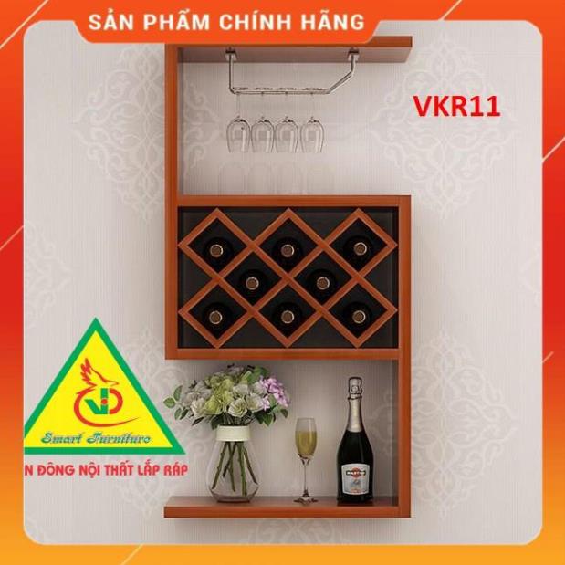 Kệ để rượu treo tường bằng gỗ, KHÔNG KÈM giá treo ly VKR11 - Nội thất lắp ráp Viendong ADV