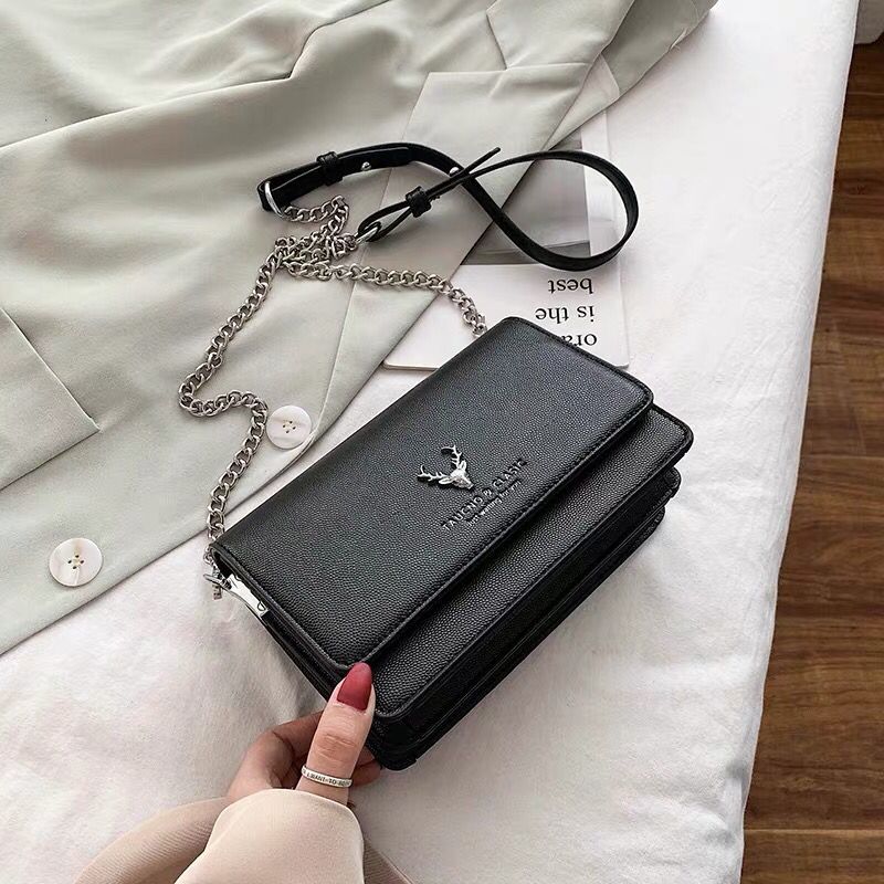 Túi Xách Phối Dây Xích Thời Trang 2020 Dành Cho Nữ Sinh