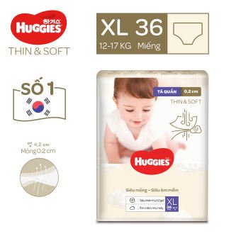 BỈM QUẦN/DÁN HUGGIES THIN &amp; SOFT L44/XL36/XXL28/L72/XL62/XXL46/M54/L46/XL42