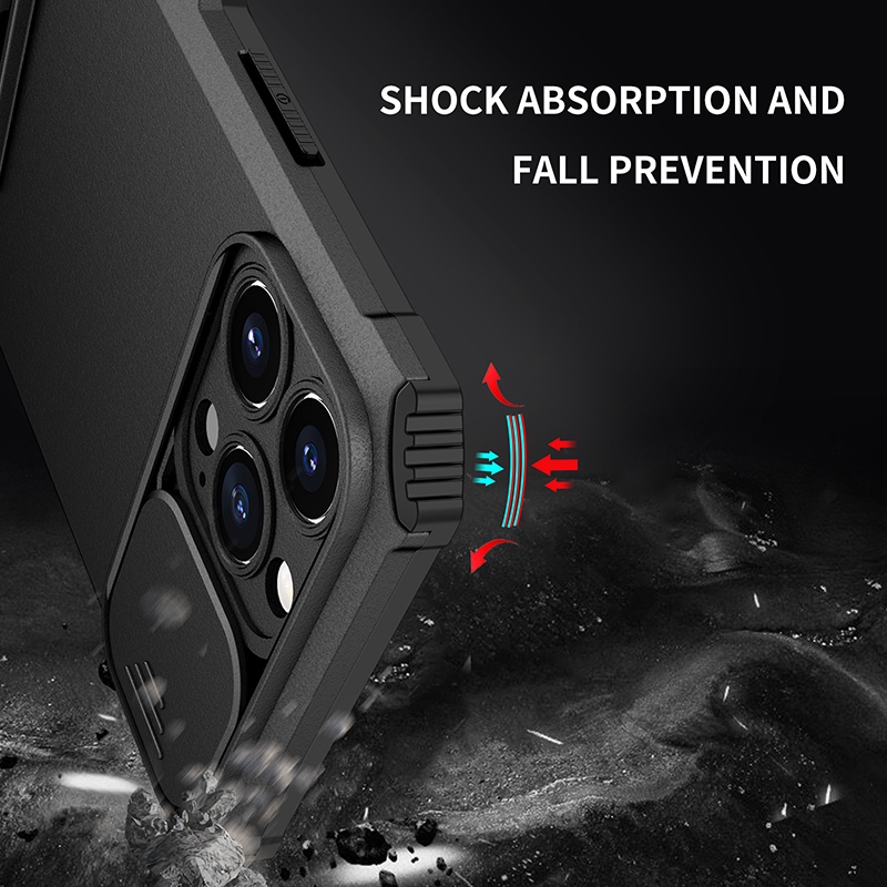 Dành Cho iPhone 13 12 11 Pro Max Ốp Chống Sốc Đẩy Kéo Bảo Vệ Camera Đứng