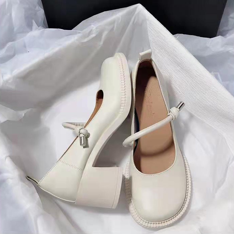 Giày cao gót IELGY mũi tròn phong cách retro Nhật Bản