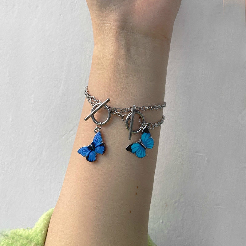 Vòng Tay Thép Titan Không Phai Màu Họa Tiết Bướm 22341 Làm Quà Tặng Cho Nữ