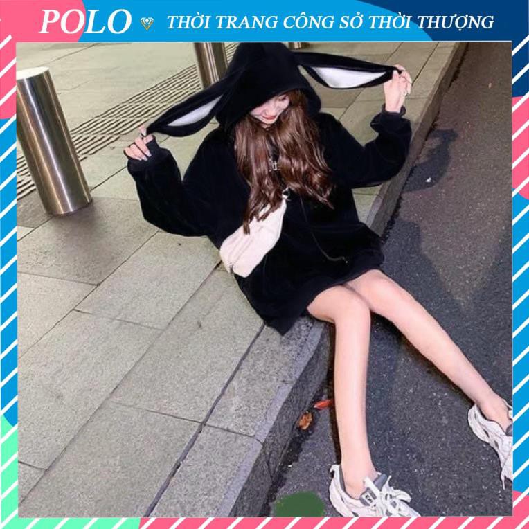 Áo Hoodie From Rộng TAI THỎ KUTE Nỉ Cotton Cực Xinh Yêu Hot Trend - POLO