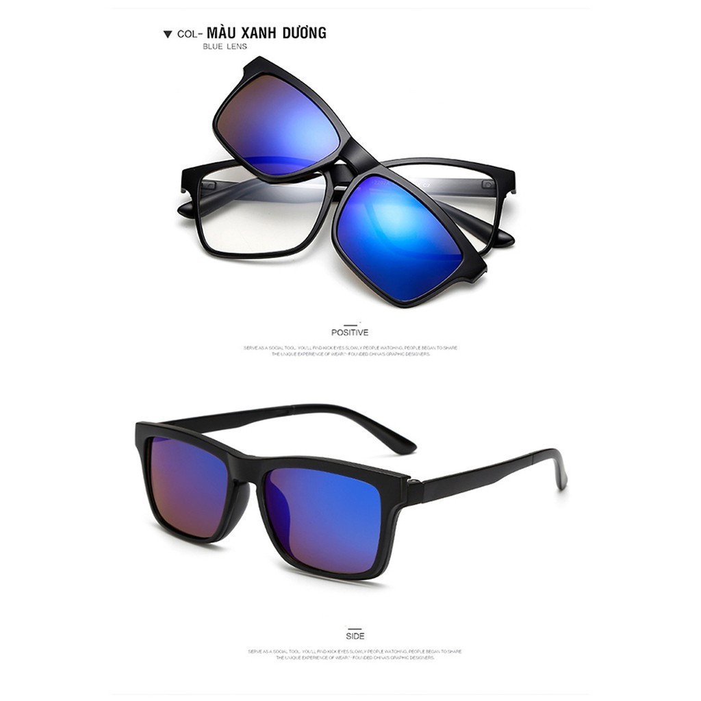 BỘ KÍNH THỜI TRANG 5IN1 HÍT NAM CHÂM TẶNG KÈM TÚI DA ĐỰNG KÍNH NHIỀU NGĂN