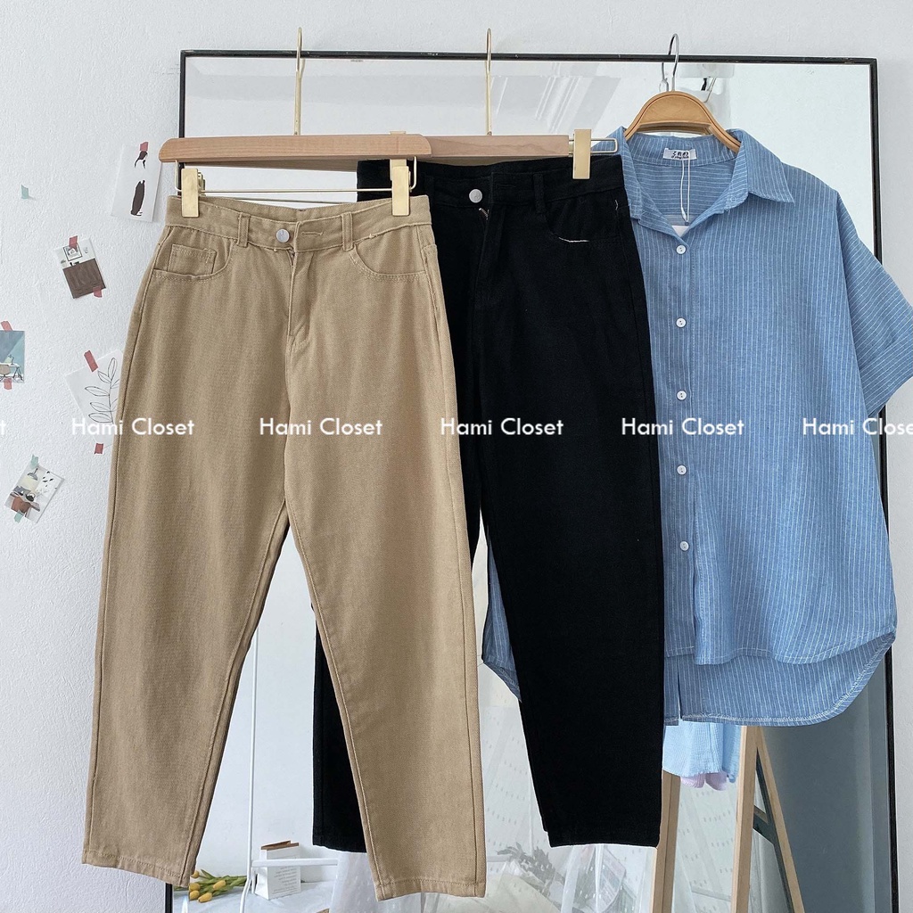 Quần jeans trơn basic vintage chất đẹp hai màu dáng baggy | BigBuy360 - bigbuy360.vn