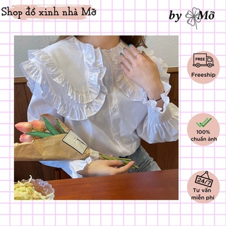 Áo sơ mi cổ bèo chất đũi mềm 2 màu phong cách ulzzang vintage hàn quốc siêu xinh