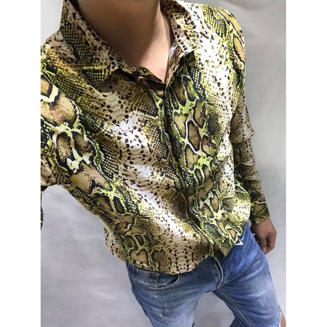 [ICONICMEN'S] Áo sơ mi hot họa tiết da trăn