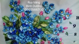 Tranh thêu ruy băng 85x55cm