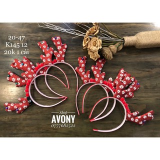 🦌 Cài tóc tuần lộc ( sừng hươu) Noel 2020 MS 20-47 in cúc trắng khuyết cánh