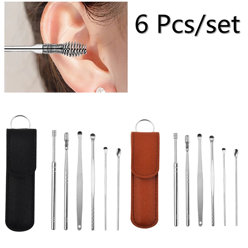 [Hàng mới về] Bộ dụng cụ vệ sinh tai bằng da pu có thể tái sử dụng