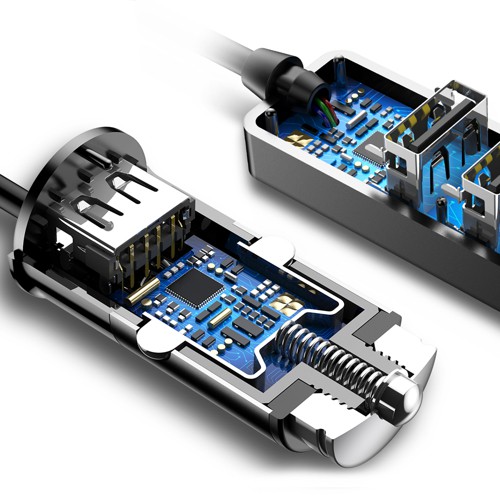 Tẩu sạc xe ôtô Baseus Enjoy Together Car Charger 4 cổng USB sạc nhanh 5V/5.5A Max cho điện thoại và máy tính bảng