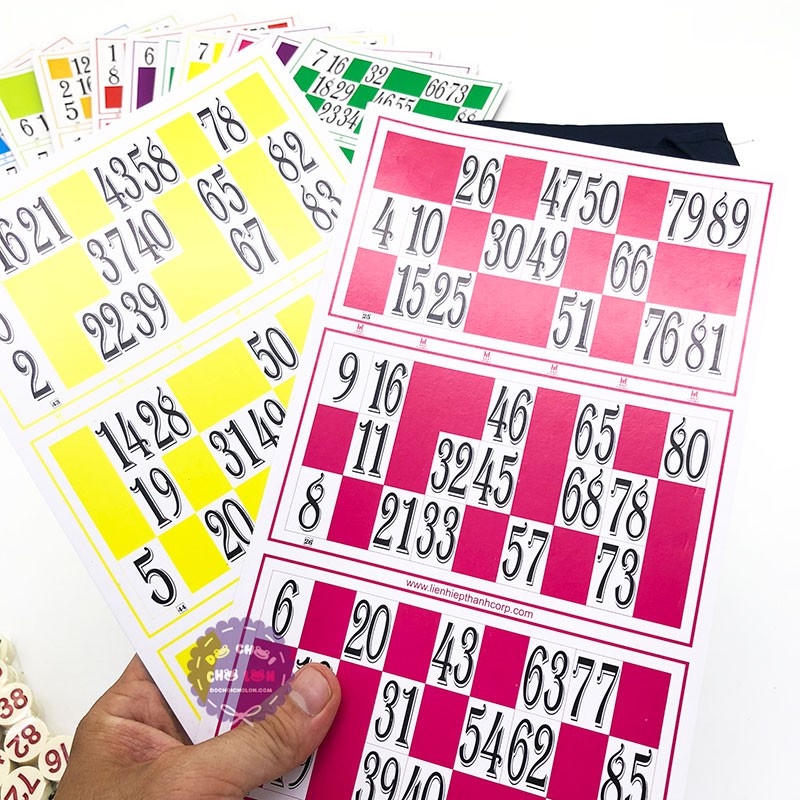 Cờ Lô Tô cao cấp 90 số bằng giấy và Melamine Liên Hiệp Thành chơi loto - Trò chơi kêu Lô Tô