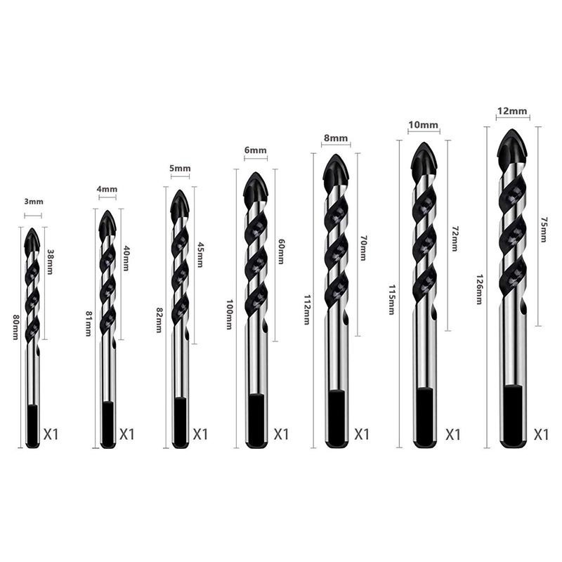 Bộ Mũi Khoan Cacbua Vonfram Cho Gạch / Kính / Nhựa / Gỗ / 4 5 6 8 10 12mm