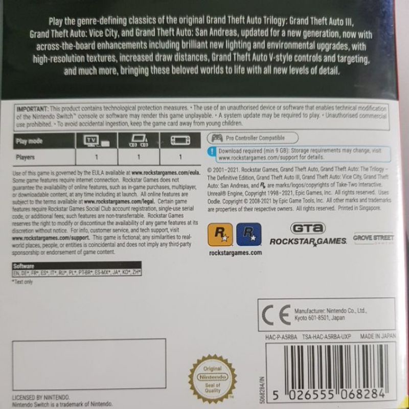 Game Nintendo Switch 2ND: Grand Theft Auto - The Trilogy - The Definitive Edition