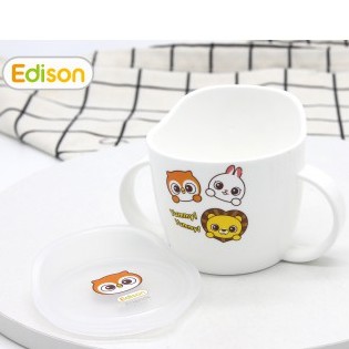 MADE IN KOREA: Cốc uống nước Hàn Quốc có nắp đậy cho bé Edison 6926 đồ dùng ăn dặm bằng nhựa cao cấp hình Cú Mèo