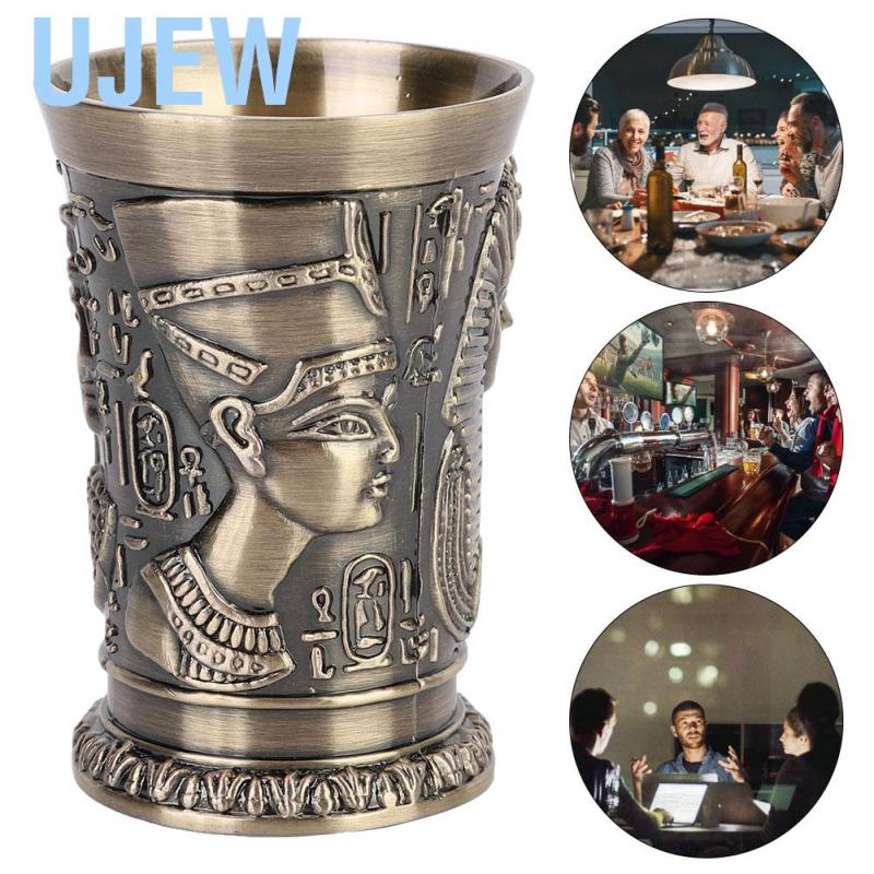 Ujew Vintage Egypt Style Wine Cup Metal Goblet Art Craft Decoration Gift Home Ornaments