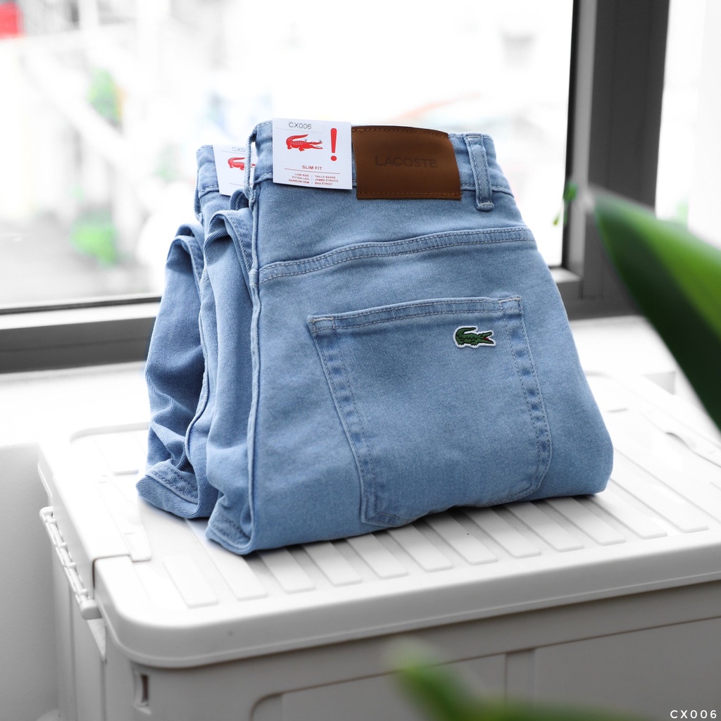 Quần Jean Nam LACOSTE BASIC TRƠN Màu Xanh Nhạt Form SlimFit Mềm Mịn Co Giãn Hàng Xuất Xịn Có Big Size