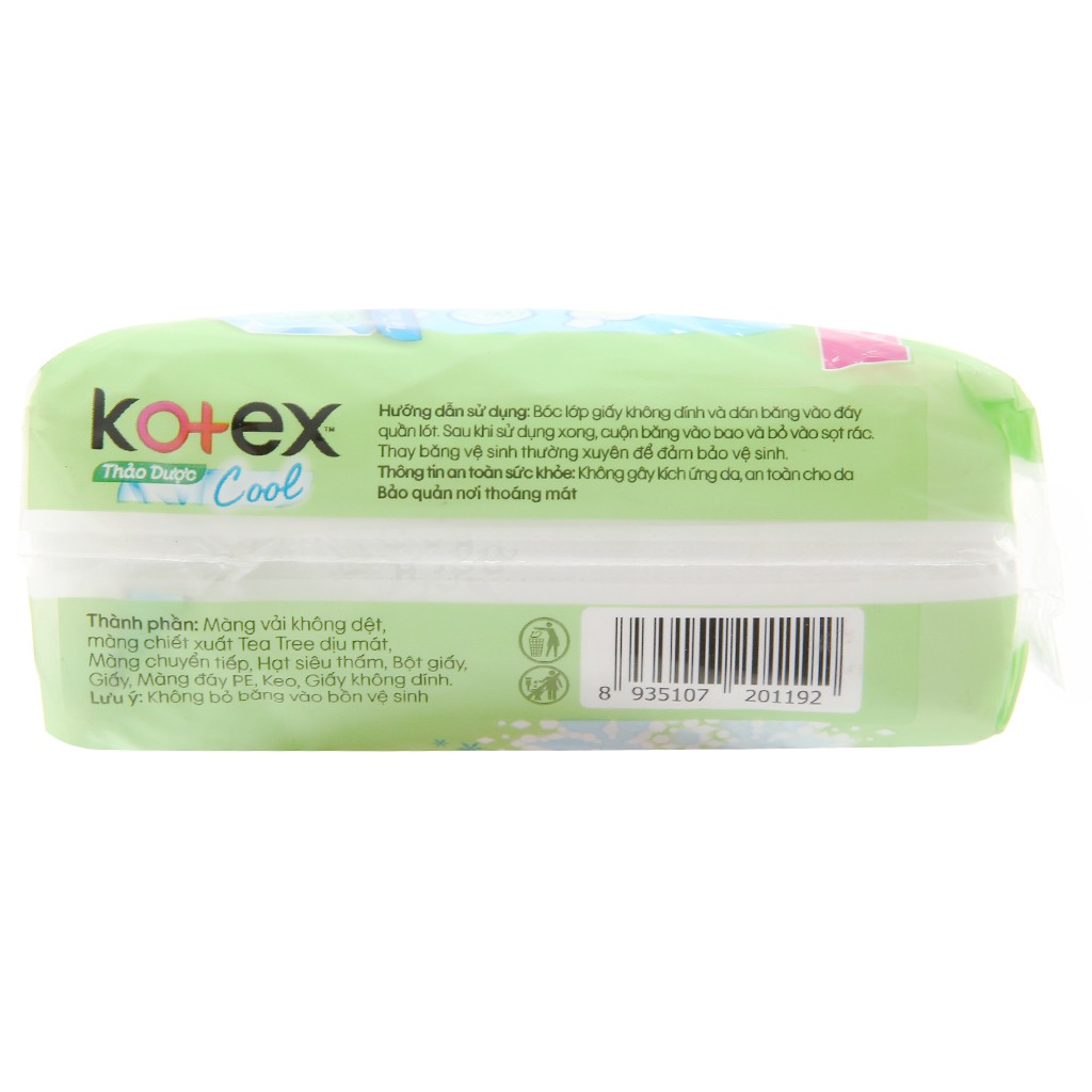 Băng vệ sinh Kotex thảo dược Cool siêu mỏng cánh 8 miếng