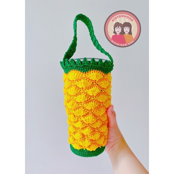 (Inbox size ly)  Túi đựng ly (bình) nước - hình trái dứa