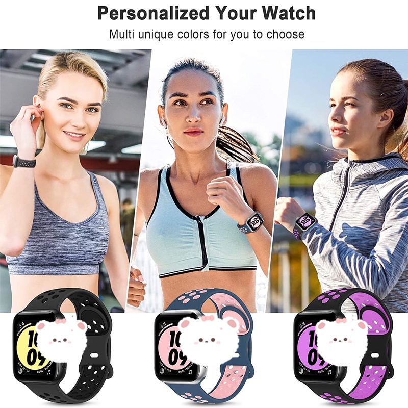 Dây Đeo Silicone Thoáng Khí Cho Đồng Hồ Thông Minh Iwatch 6 5 4 se 44mm 40mm 38mm 42mm 44 mm