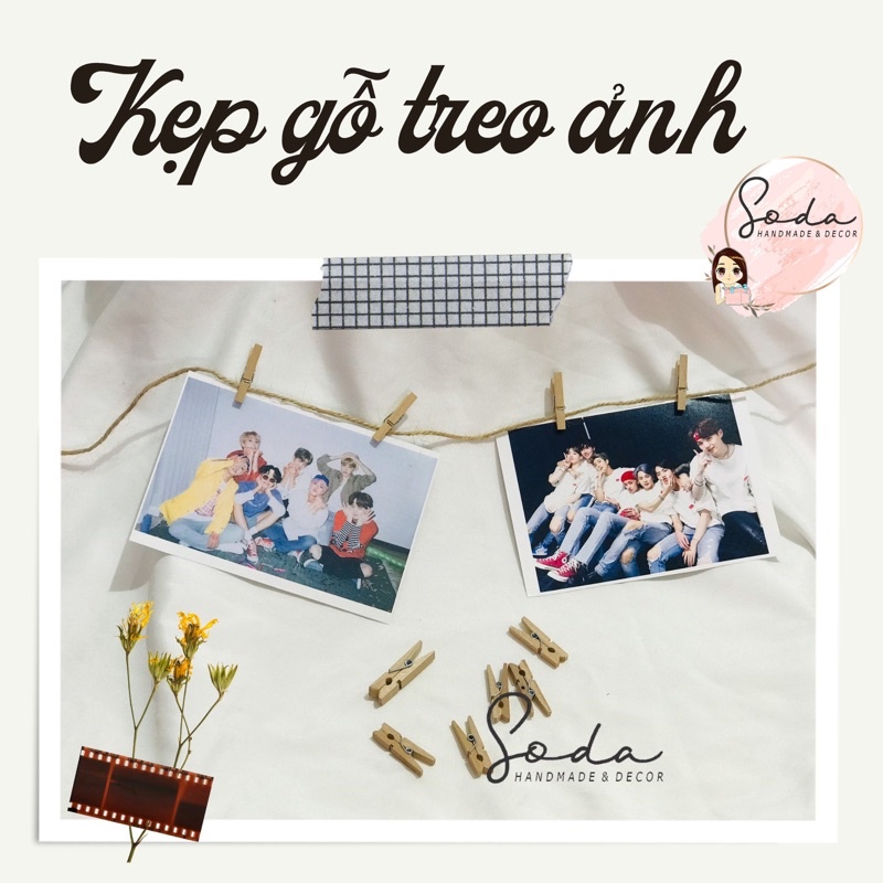 Set Dây treo ảnh kèm kẹp gỗ