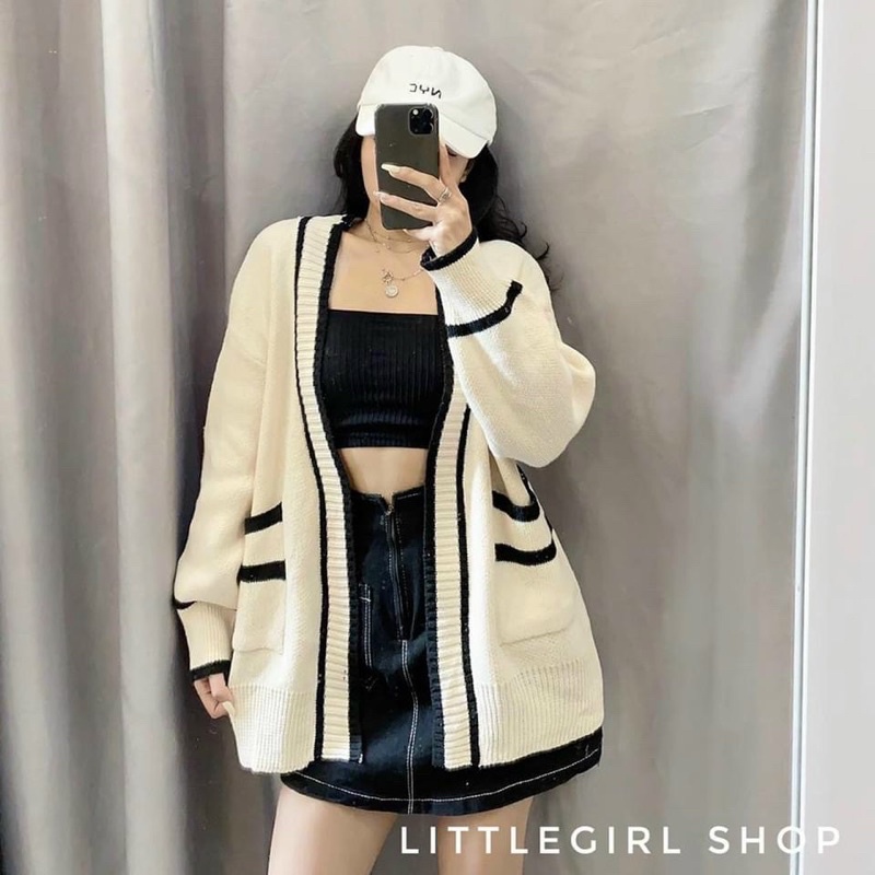 ÁO CADIGAN LEN VIỀN ĐEN TRẮNG | BigBuy360 - bigbuy360.vn