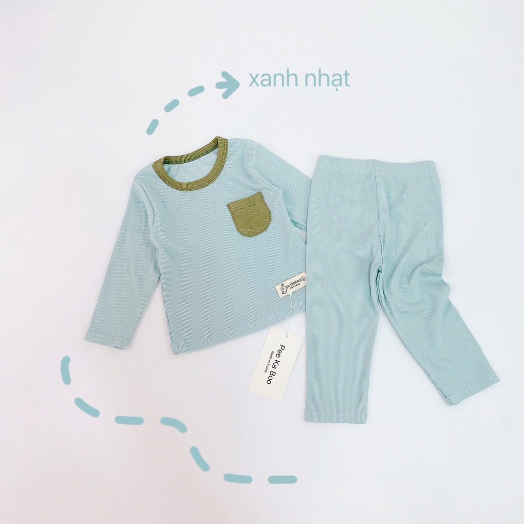 Bộ Dài Tay Bé Trai, Bé Gái Peekaboo Vải Thun Tăm Lạnh Mềm Có Túi Ngực, Bộ Dài Tay Mặc Thu Đông Cho Bé AN.KID