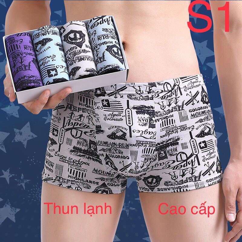 Quần lót nam,Sịp nam cao cấp cotton thun lạnh nhập khẩu hộp 4 chiếc